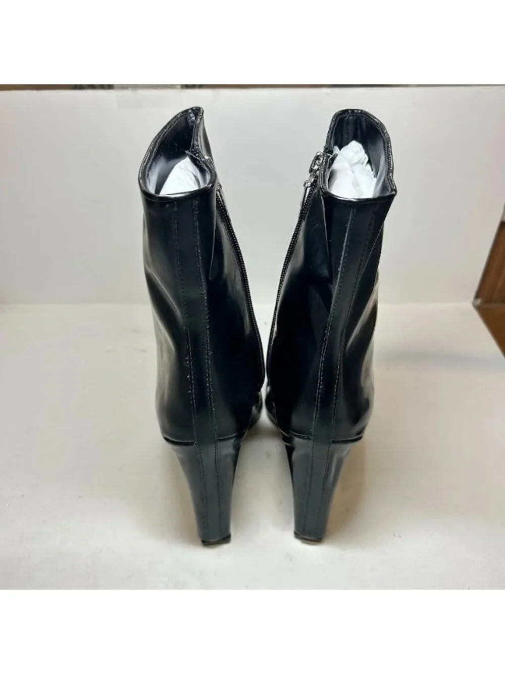 Schutz Womens Asya Heel Pointed Toe Wedge Booties Black Size 9.5B Defected